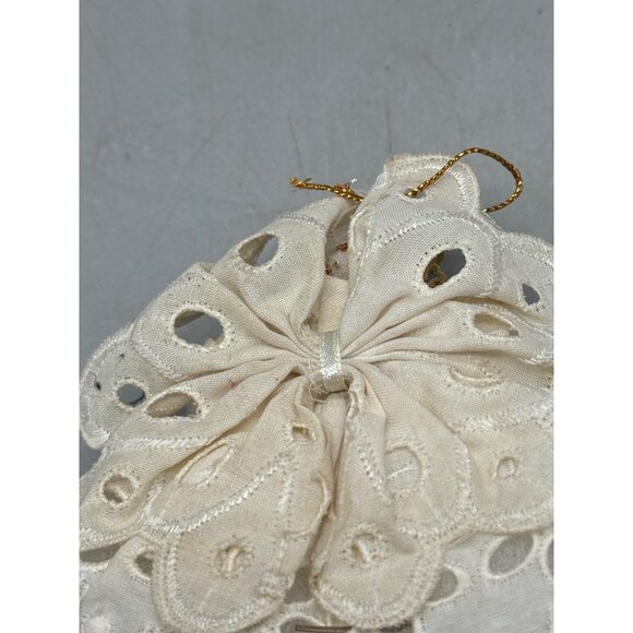 Handmade White Lace Angel Ornament With Ribbon & Floral Accents 4" Used READ - Picture 5 of 6